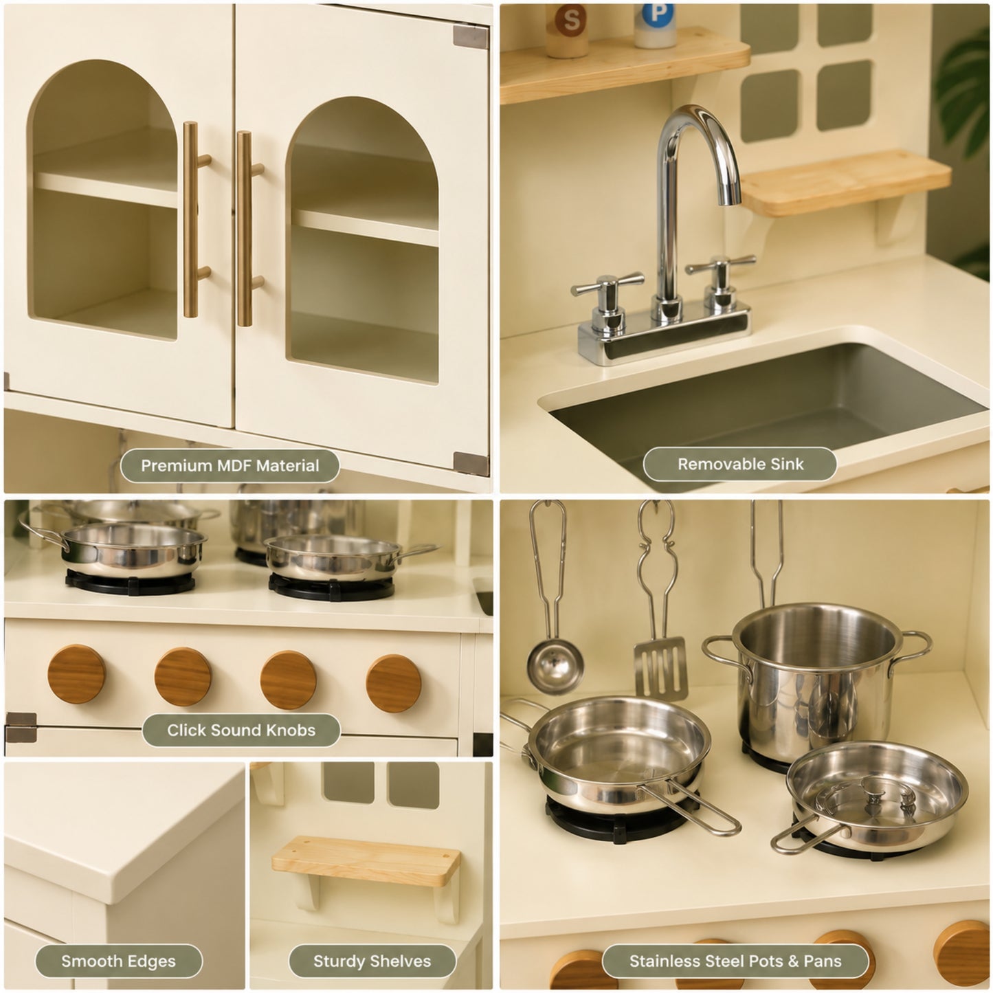 Little Teekie Wooden Play Kitchen with Storage Drawers