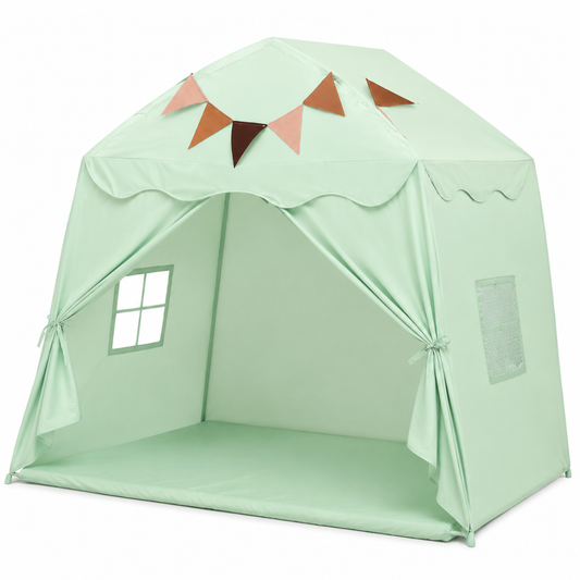 Little Teekie Kids Bed Tent Playhouse with Lights & Flags