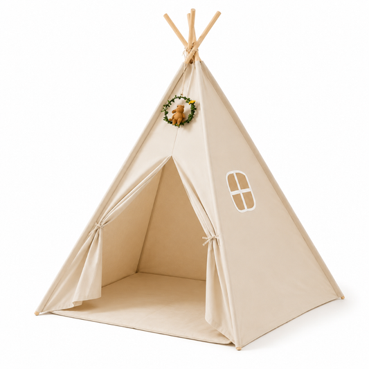 Little Teekie Kids Teepee Tent Playhouse with Lights & Campfire Set