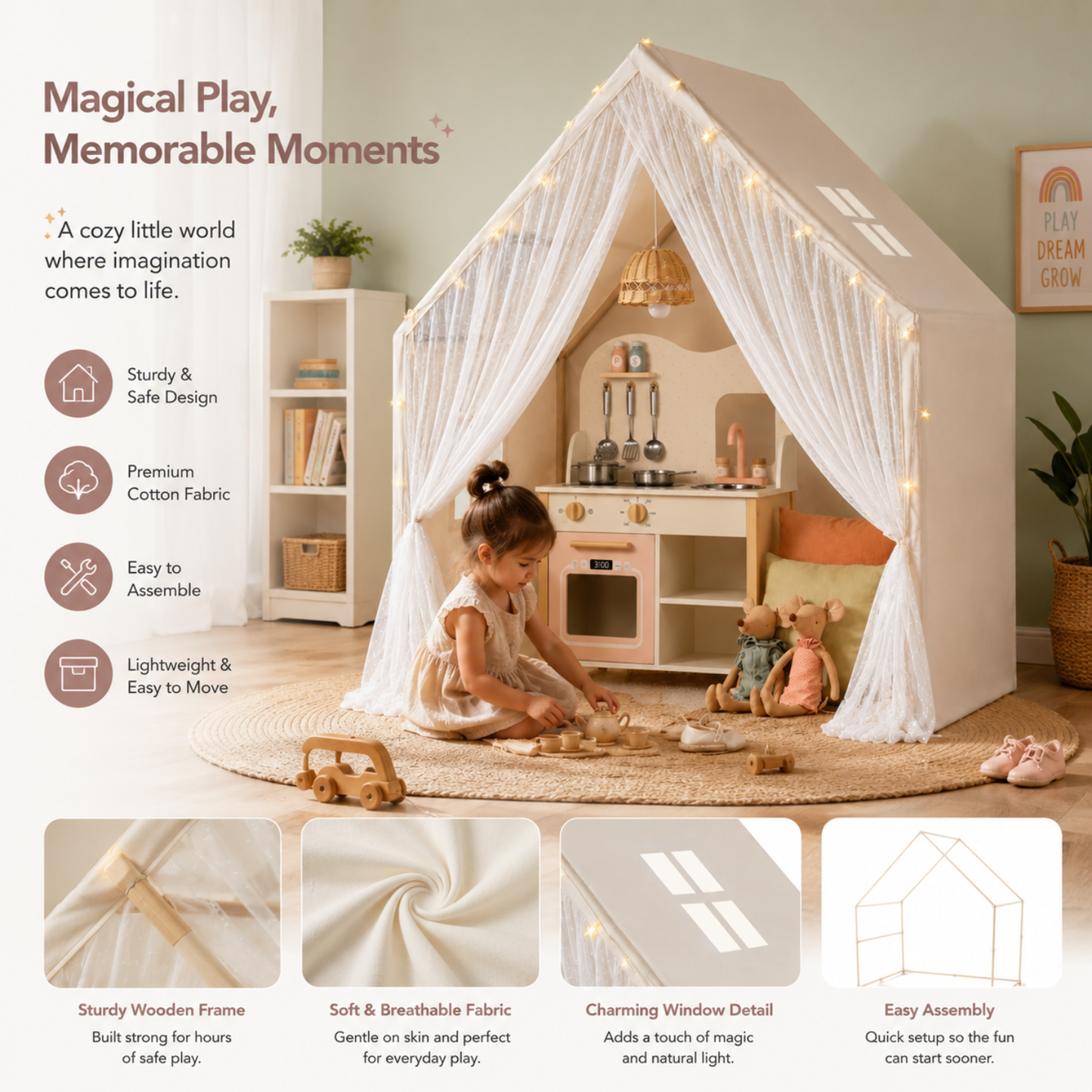 Little Teekie Playhouse Tent & Wooden Kitchen Playset