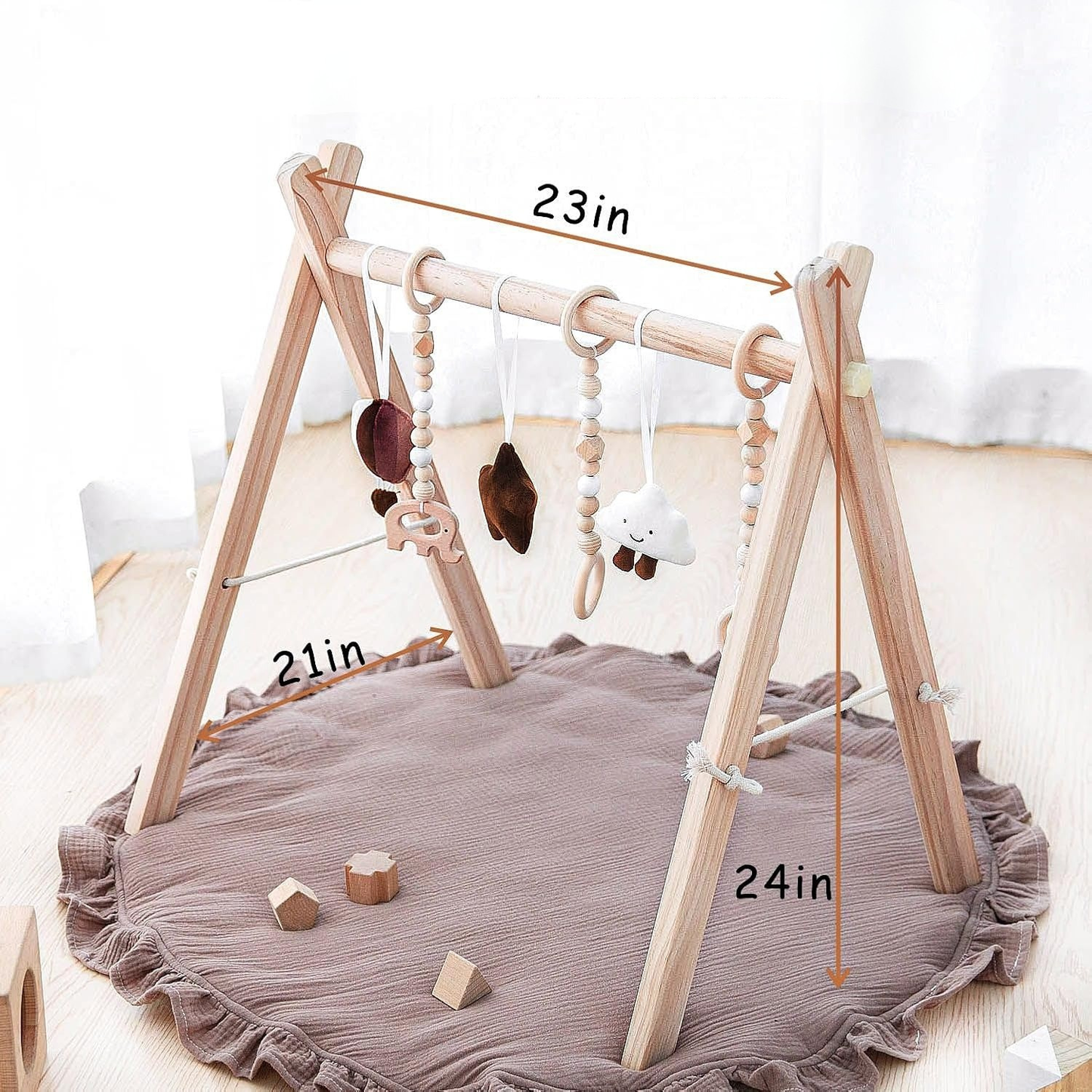 Little Teekie Wooden Foldable Baby Play Gym WIth Play Mat