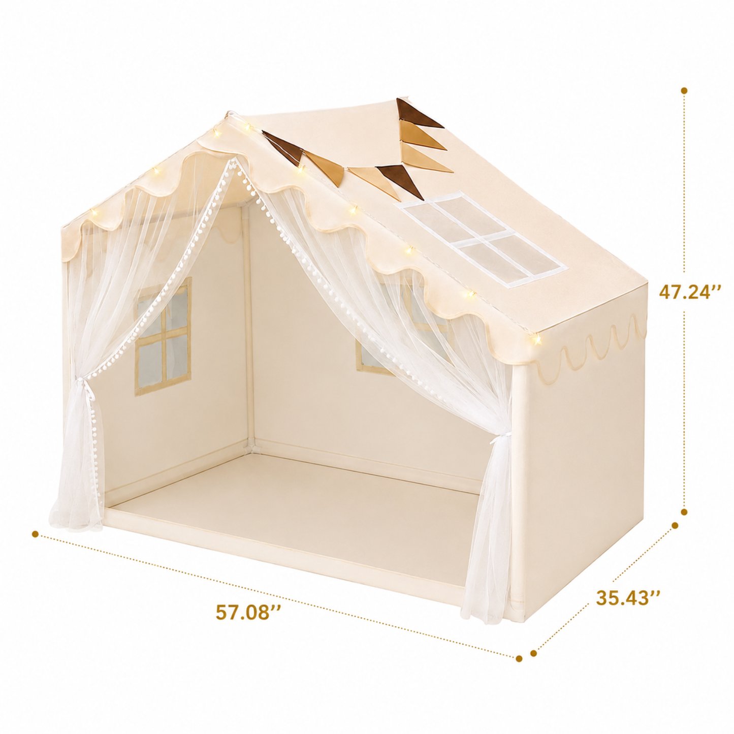 Little Teekie Kids Play Tent with Mat Star Lights and Flags
