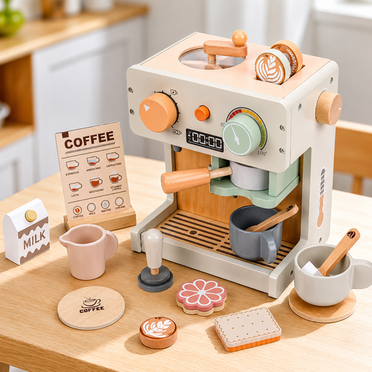 Little Teekie Wooden Kids Coffee Maker Play Set