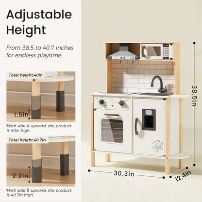 Little Teekies Interactive Wooden Play Kitchen with Sounds & Cookware