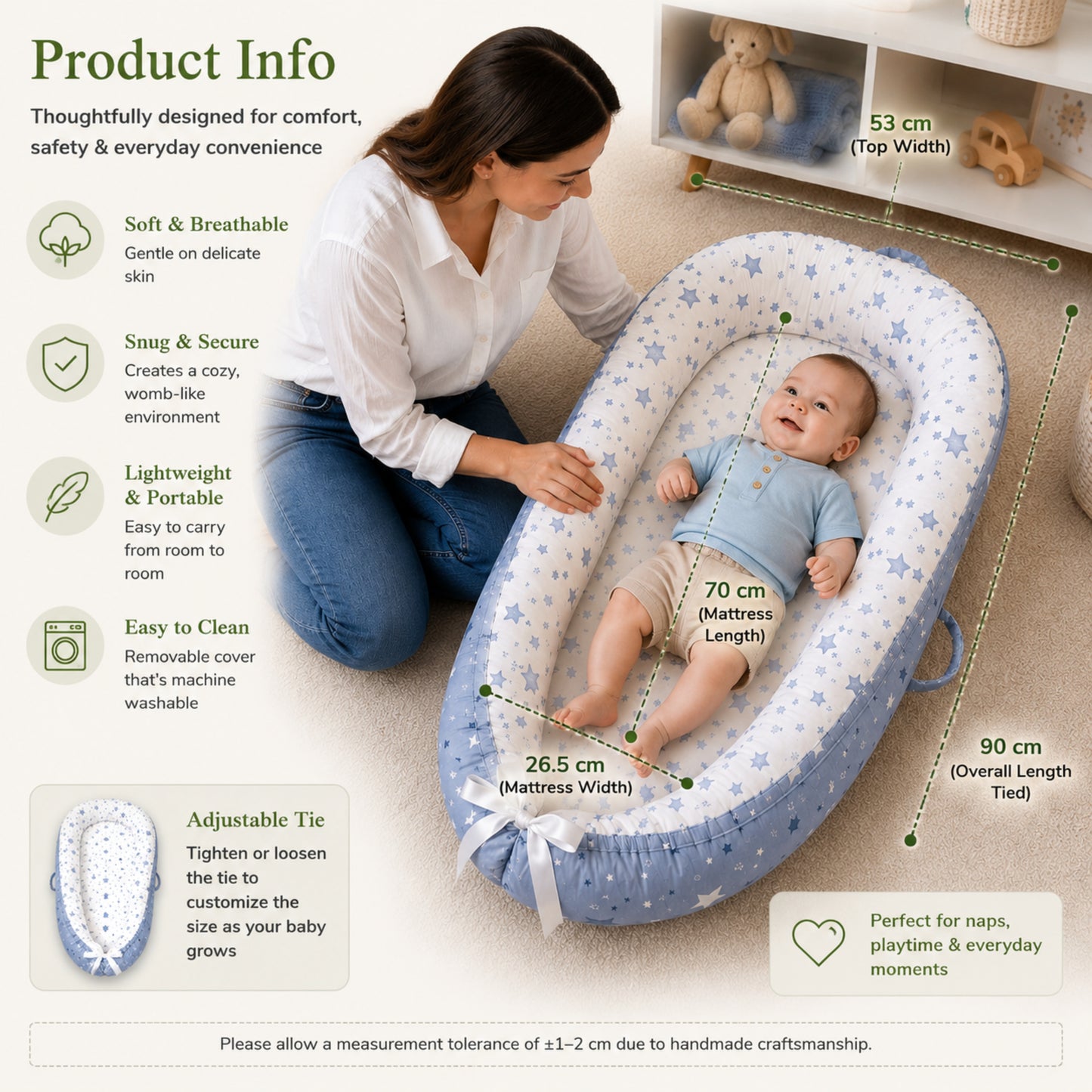 Little Teekie Leaf Print Baby Nest Lounger