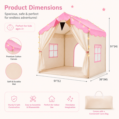 Little Teekie Kids Play Tent with Padded Mat & Lights