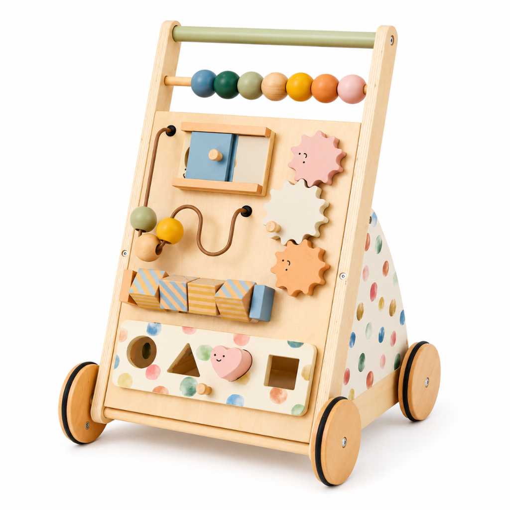 Little Teekies Wooden Baby Walker with Activity Board for Toddlers