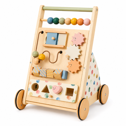 Little Teekies Wooden Baby Walker with Activity Board for Toddlers