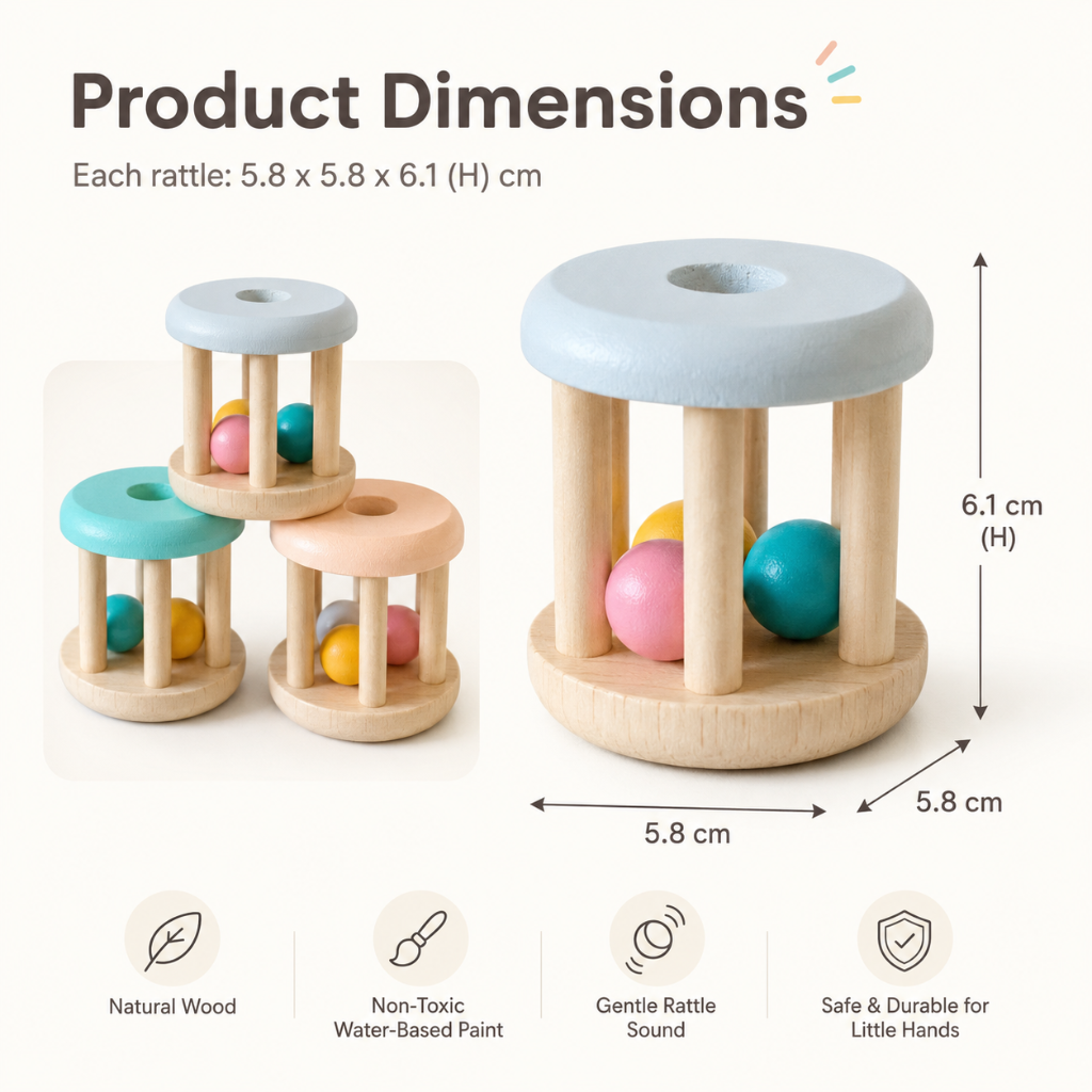 Little Teekie Wooden Baby Shaker Rattle Toy