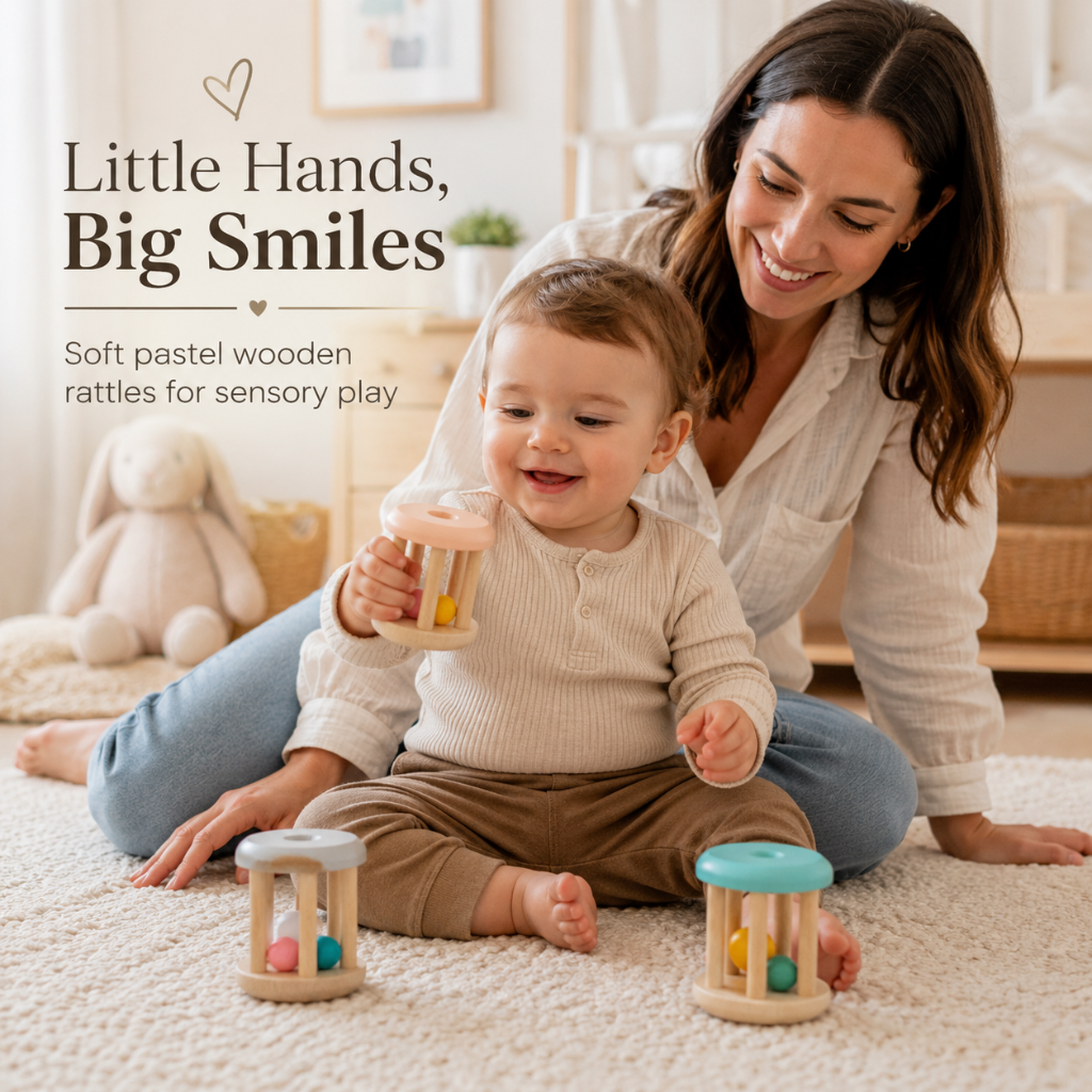 Little Teekie Wooden Baby Shaker Rattle Toy