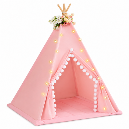 Little Teekie Teepee Play Tent Padded Mat with Pompom for Toddlers