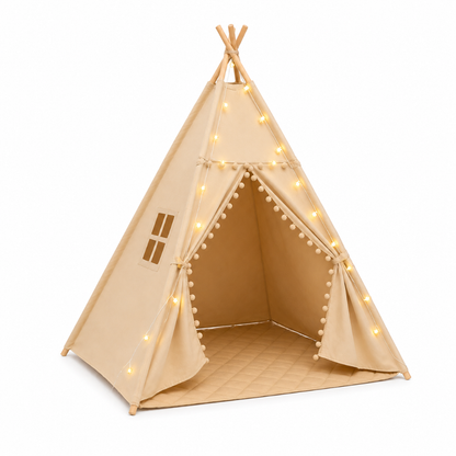 Little Teekie Kids Teepee Tent with Padded Mat and Pom Pom Decor