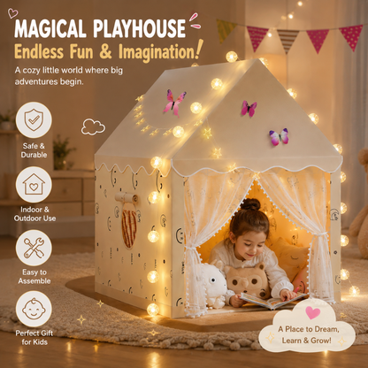 Little Teekie Princess Play Tent with Star Lights and Flags
