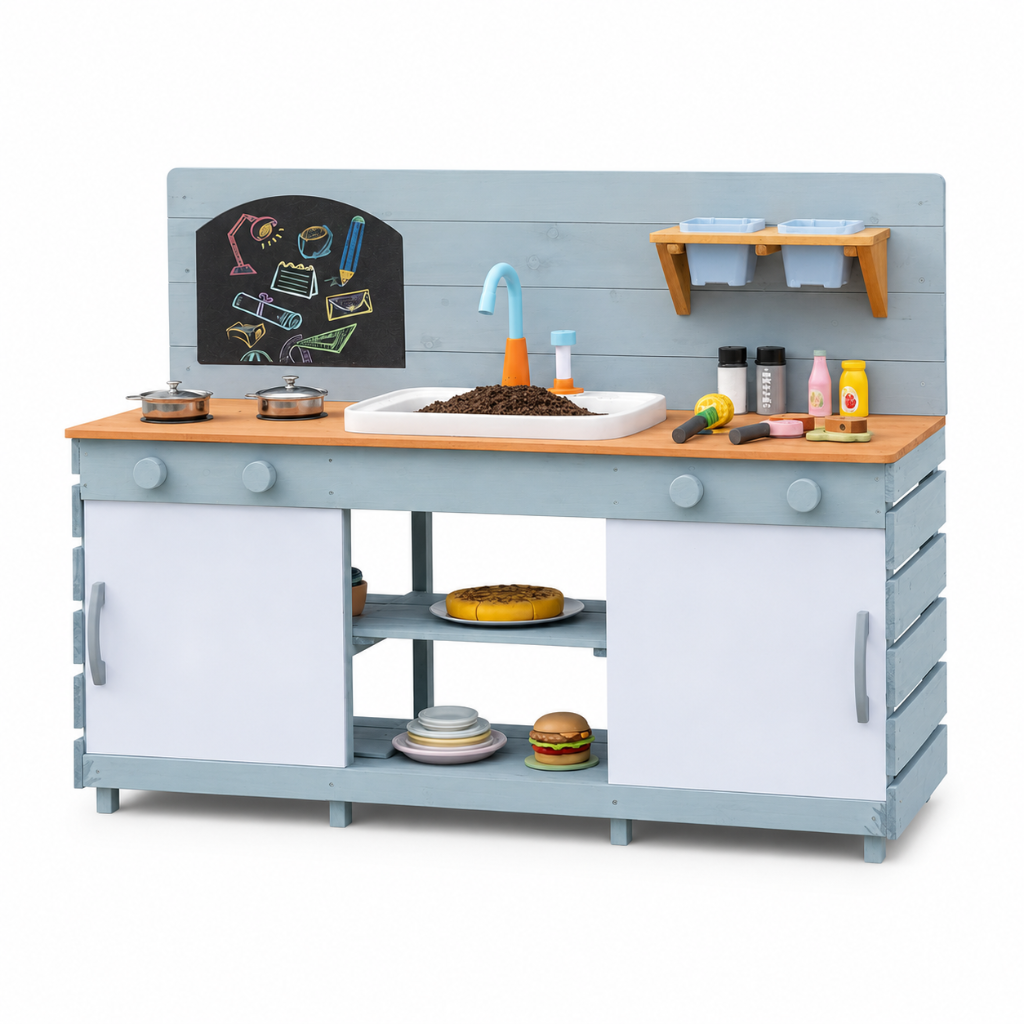 Little Teekie Outdoor Wooden Kids Mud Kitchen Play Set