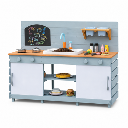 Little Teekie Outdoor Wooden Kids Mud Kitchen Play Set