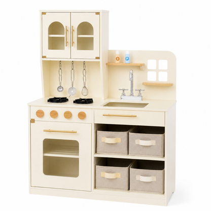 Little Teekie Wooden Play Kitchen with Storage Drawers