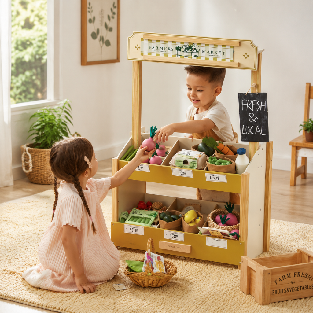 Little Teekie Wooden Grocery Play Food Set