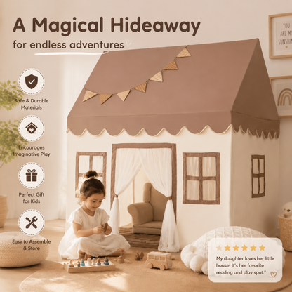 Little Teekie Kids Playhouse Tent with Curtains & Cozy Design