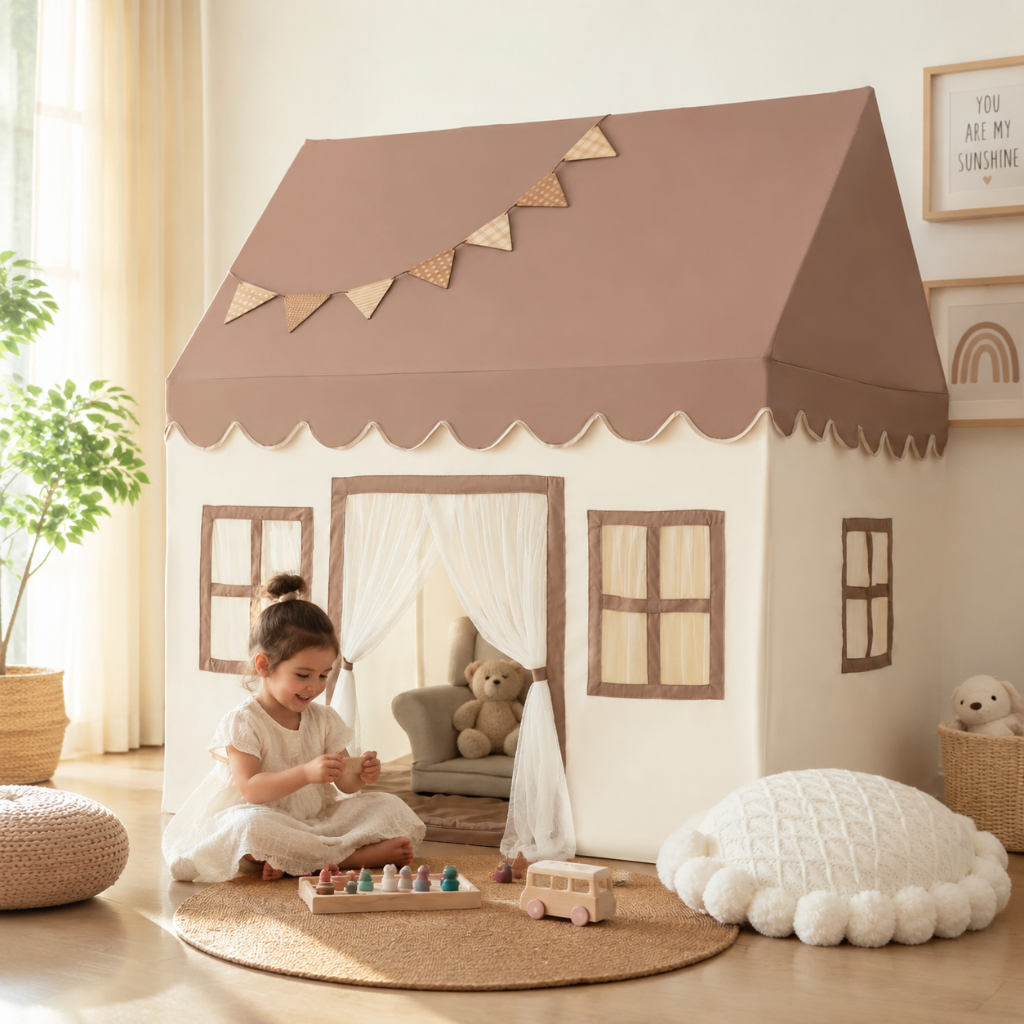 Little Teekie Kids Playhouse Tent with Curtains & Cozy Design