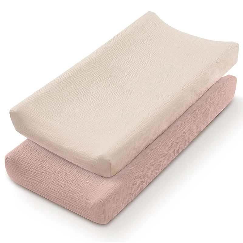 LittleTeekies_MuslinCotton_BabyDiaperChangingPadCover_NewbornBabyChangingMatCover_lilac