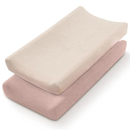 LittleTeekies_MuslinCotton_BabyDiaperChangingPadCover_NewbornBabyChangingMatCover_lilac