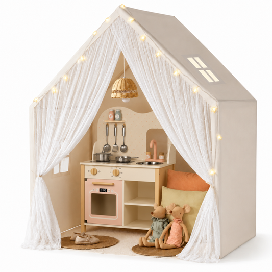 Little Teekie Playhouse Tent & Wooden Kitchen Playset