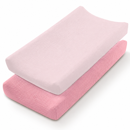 LittleTeekies_MuslinCotton_BabyDiaperChangingPadCover_NewbornBabyChangingMatCover_blushpink