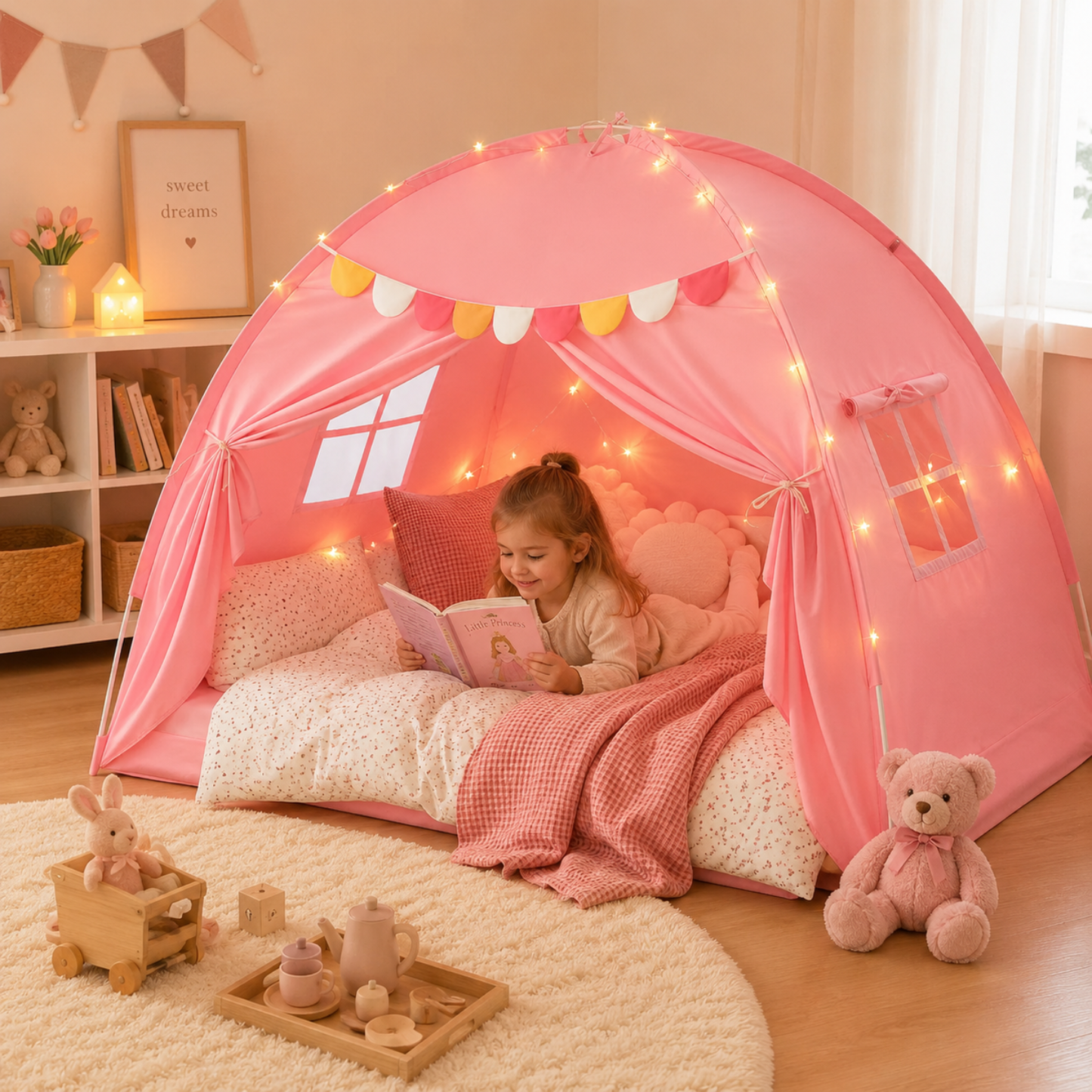 Double Bed Play Tent with Star Lights