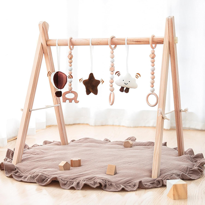 Little Teekie Wooden Foldable Baby Play Gym WIth Play Mat