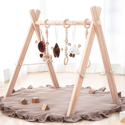 Little Teekie Wooden Foldable Baby Play Gym WIth Play Mat
