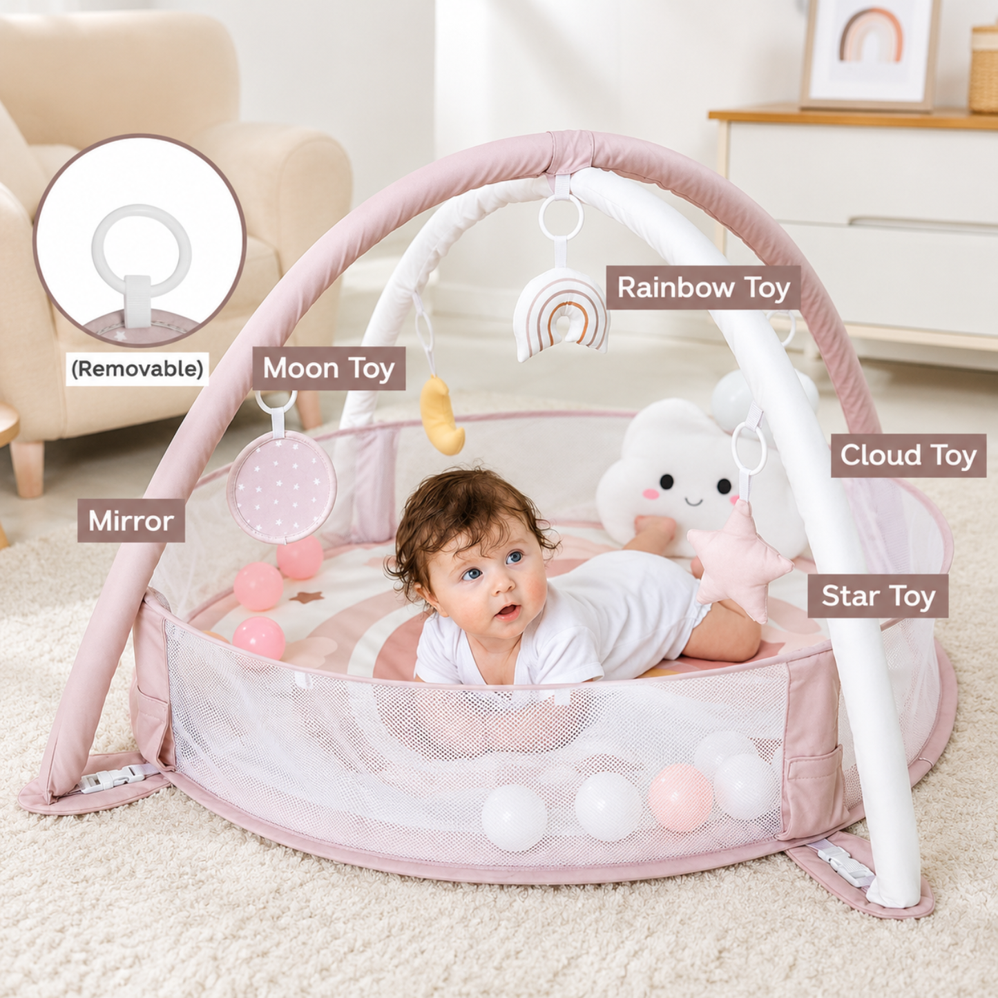 Little Teekie 6 in 1 Baby Play Mat & Play Gym