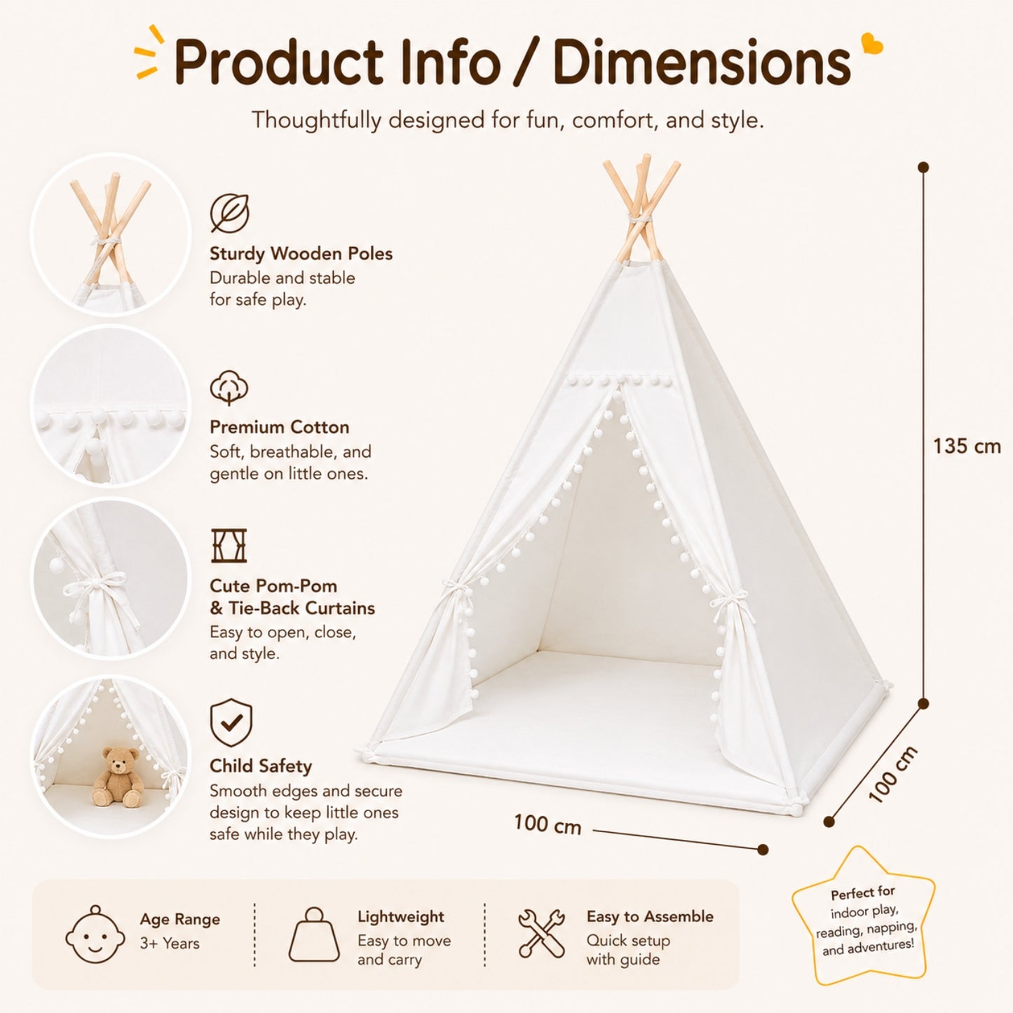 Little Teekie Kids Indoor & Outdoor Teepee Play Tent