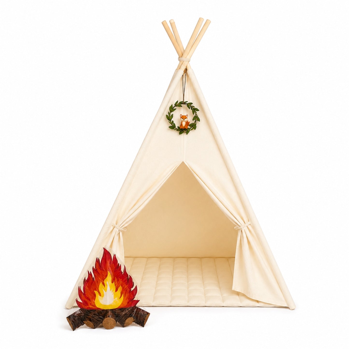 Little Teekie Kids Teepee Tent Playhouse with Lights & Campfire Set