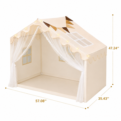 Little Teekie Kids Play Tent with Mat Star Lights and Flags