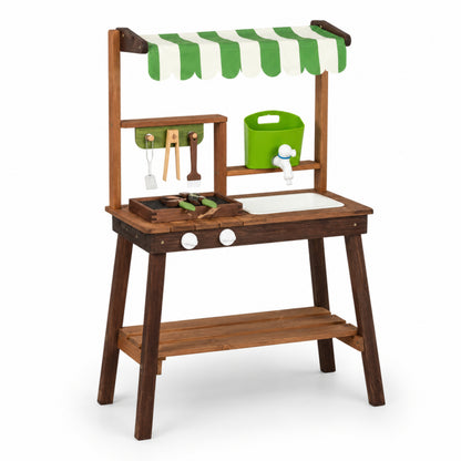 Little Teekie Wooden Outdoor BBQ Kitchen with Canopy
