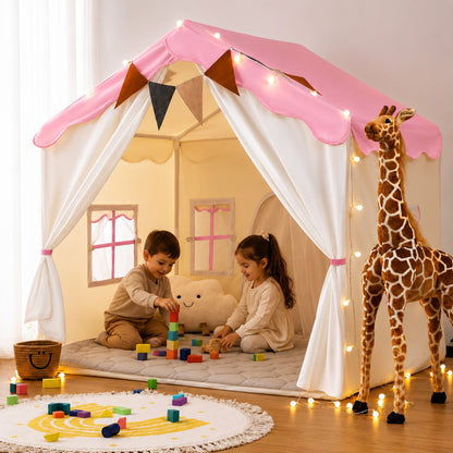 Little Teekies Kids Play Tent with Lights and Mat Cozy Indoor Playhouse