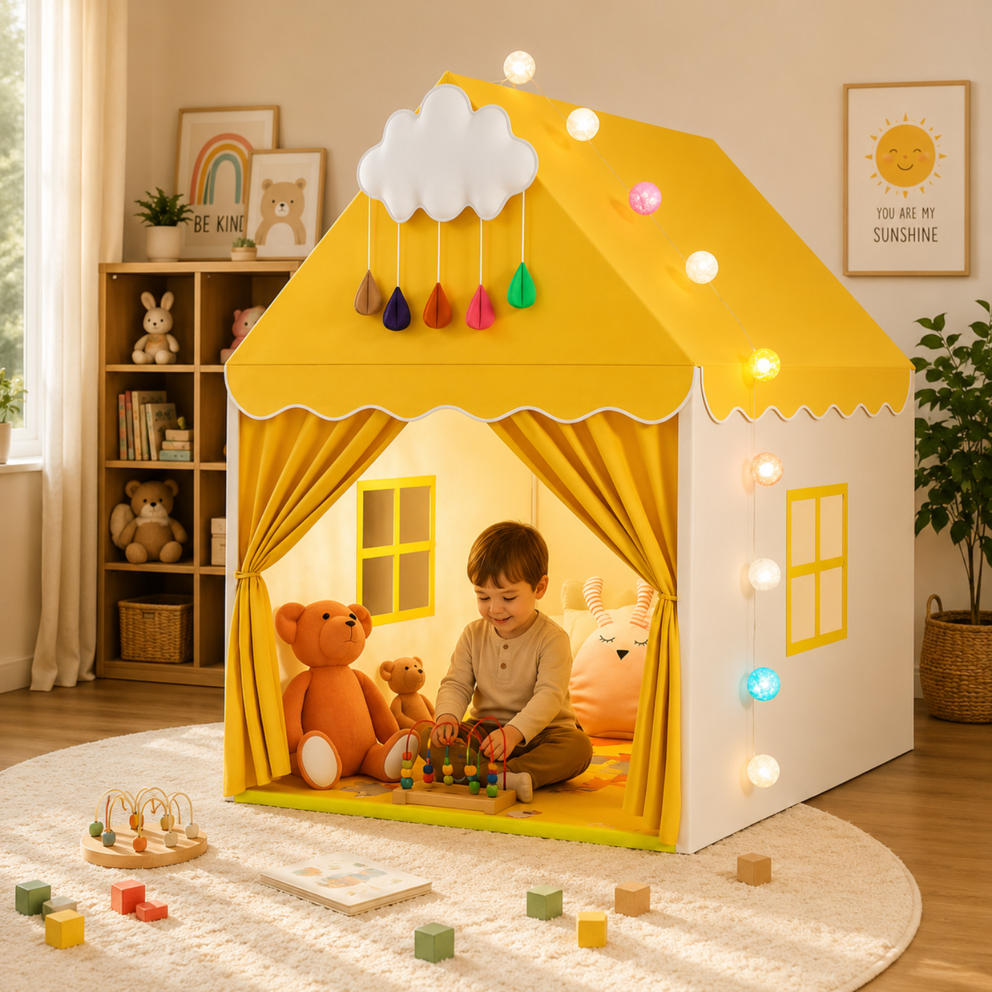 Little Teekie Pink Princess Play Tent with Padded Mat & Lights